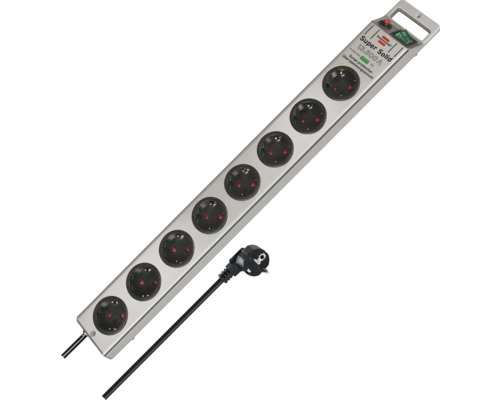Verlengsnoer met zes stopcontacten en overspanningsbeveiliging