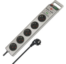 Verlengsnoer met vijf stopcontacten en overspanningsbeveiliging