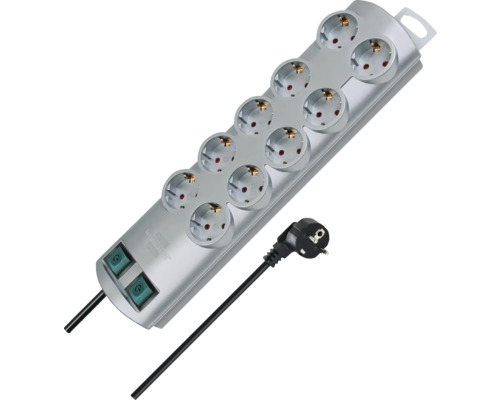 Stekkerdoos met tien stopcontacten en schakelaar
