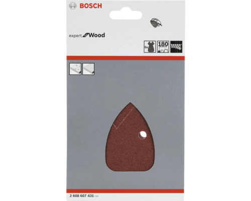 Bosch Expert for Wood schuurbladset met vijf stuks, korrel 180