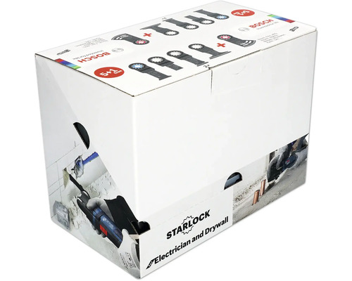Verpakking Bosch Starlock oscillerend gereedschap accessoires voor elektriciens en gipsplateninstallateurs