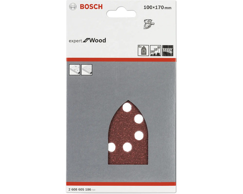 Bosch Logo. Zes schuurbladen voor hout, circa 100x170 millimeter.