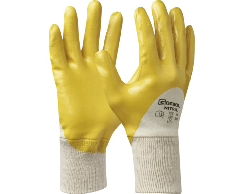 Gele nitril handschoenen met gebreide boord