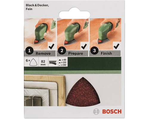 Bosch schuurpapierset voor Black and Decker multislijper, fijne korrel, 6-delig