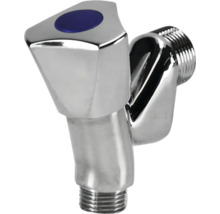 Hoekstopkraan met blauwe greep voor sanitaire installaties