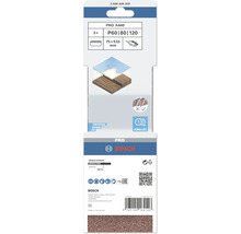 Bosch PRO X440 schuurbandset, korrel P60, P80 en P120, afmeting 75 x 533 millimeter