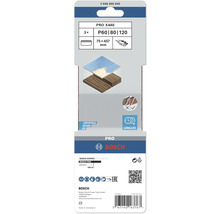Bosch PRO X440 schuurbandset, korrel P60, P80 en P120, afmeting 75 x 457 millimeter