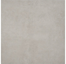 Lichtgrijze keramische tegel in betonlook met een mat oppervlak.