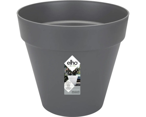 ELHO Bloempot Loft Urban Kunststof zwart Ø 19 cm H 18 cm Grijze bloempot met etiket