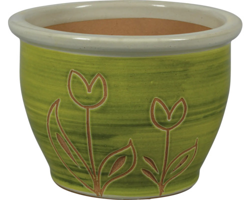 Bloempot van keramiek met tulpdecoratie