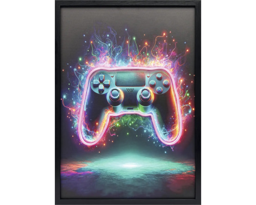 Ingelijste afbeelding van een controller met lichteffecten