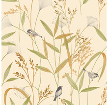 Behang met plantmotieven en vogelillustraties