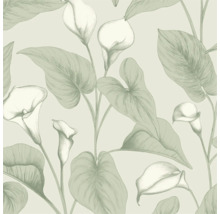 Behang met aronskelkbloemen en bladeren