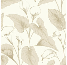 Behang met bloemmotief en bladerpatroon