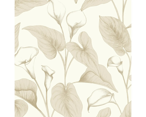 Behang met bloemmotief en bladerpatroon