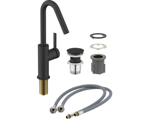 Wastafelkraan in matte uitvoering met accessoires