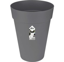 Grijze bloempot met Elho logo en symbool voor gerecyclede materialen