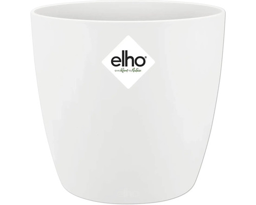 Witte kunststof bloempot met Elho logo