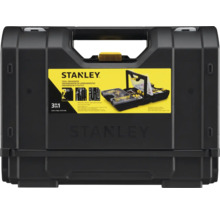 Stanley kunststof gereedschapsorganizer met handgreep en sluitingen voor gereedschap en accessoires.