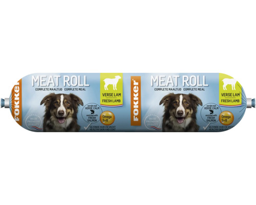 FOKKER Meat roll lam zalm 800 gr Fokker Meat Roll hondenvoer met lam en zalm