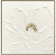 Schilderij met witte bloem en gouden accenten in lijst