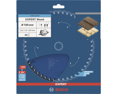 Bosch Expert houtzaagblad met een diameter van 190 millimeter