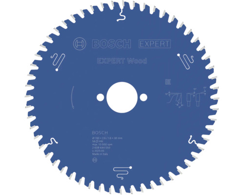 BOSCH Cirkelzaagblad Expert for Wood Ø 190x30x2,6 mm 56T Bosch Expert houtzaagblad met een diameter van 190 millimeter