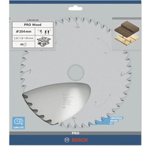 Cirkelzaagblad Bosch PRO Wood, diameter 254 millimeter, 40 tanden, voor hout, Universal Brand Fit, lange levensduur, Bosch Logo.