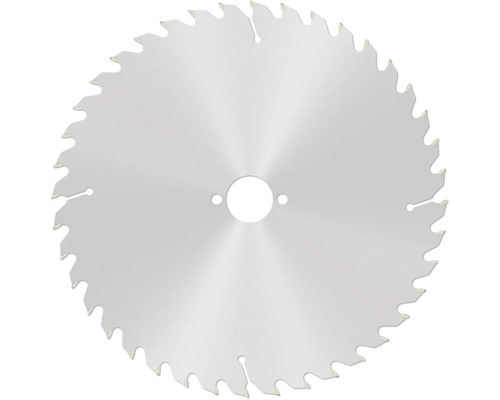 Cirkelzaagblad van metaal met veel scherpe tanden en een centraal asgat.