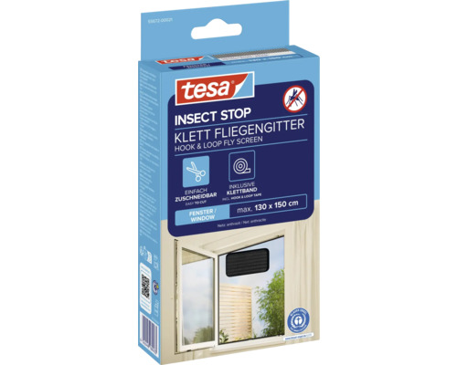 Tesa Insect Stop klittenband hor voor ramen, inclusief klittenband, maximale afmeting 130 bij 150 centimeter