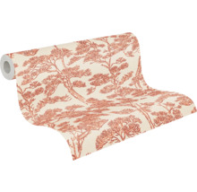 Behang met zalmkleurig Aziatisch boompatroon