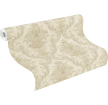 Vliesbehang met ornamentpatroon in damaststijl.