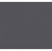 Donkergrijs vliesbehang met een fijne linnenstructuur.