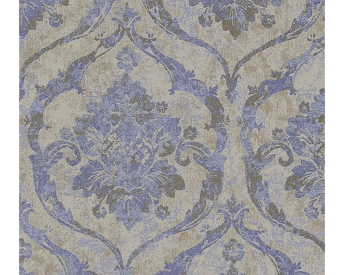 Vliesbehang met damast-ornamentpatroon en vintage-effect.
