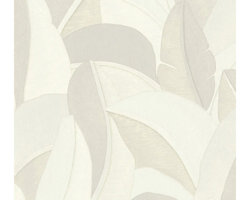 Vliesbehang met groot bananenbladpatroon, gestructureerd oppervlak, botanisch ontwerp.