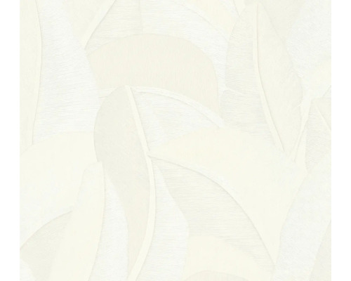 Vliesbehang met groot tropisch bladpatroon en fijne textuur.