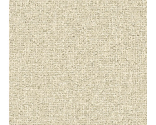 Structuurbehang met grove bastoptiek in lichtbeige.