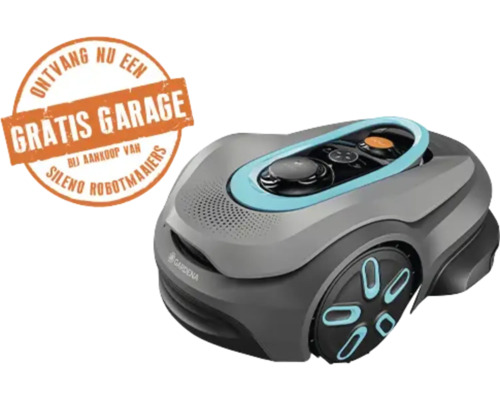 Gardena Sileno robotmaaier met reclame-opdruk gratis garage
