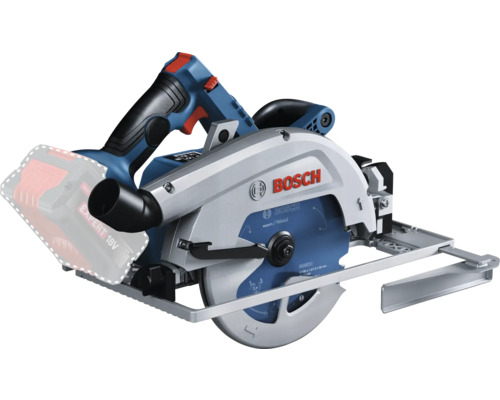 Bosch accu-cirkelzaag Expert 18 Volt met zaagblad en parallelgeleider.