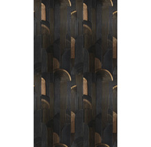 Decoratief wandpaneel met geometrische patronen in houtlook