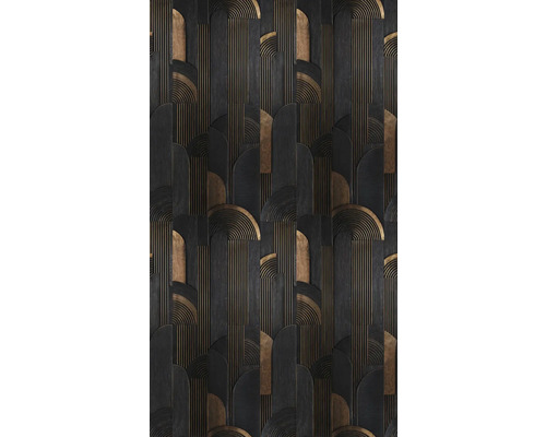 Decoratief wandpaneel met geometrische patronen in houtlook