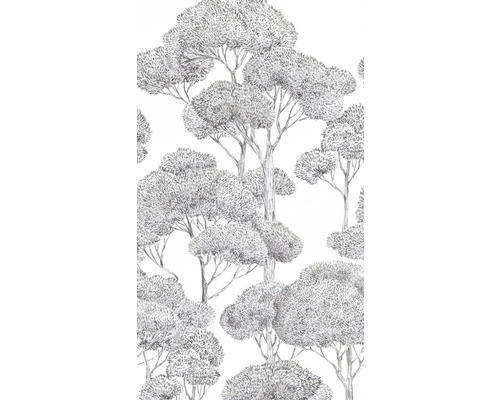 Behang met bomen in potloodstijl