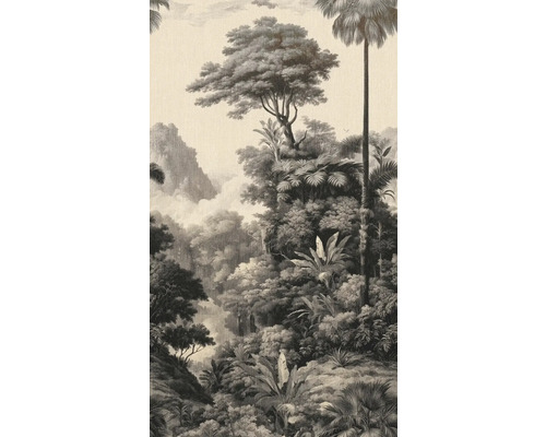 Junglebehang met bomen en tropische planten