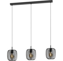 Hanglamp met drie lampen en lampenkappen van metalen strips