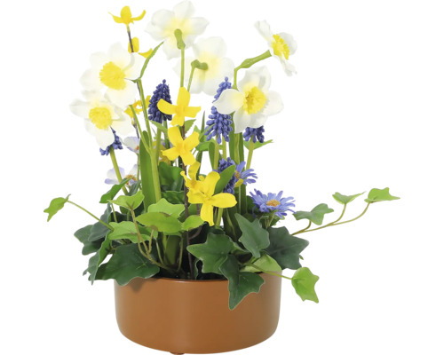 Arrangement van kunstbloemen in een pot