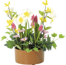Bloemstuk met diverse kunstbloemen in een pot