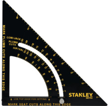 Stanley verstelbare winkelhaak van metaal, zwart, met metrische schaal, gele markeringen en Stanley Logo.