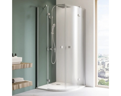 Hoekdouche met douchegarnituur in de badkamer