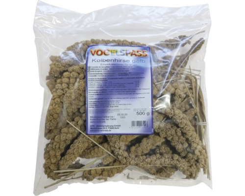 Trosgierst voor vogels 500 gr Verpakking gele trosgierst voor vogels