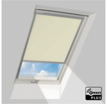 Dakraam met beige rolgordijn en Z-Wave Plus logo.